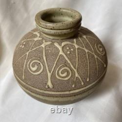 Vtg Carol Rosenbloom Studio, NC, Art Pottery Stoneware Vase, 1970's
