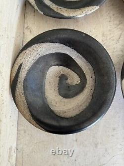 Vtg Dale Donovan Studio Pottery Plates Swirl Spiral Coil Modernist Abstract 4