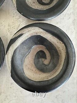 Vtg Dale Donovan Studio Pottery Plates Swirl Spiral Coil Modernist Abstract 4