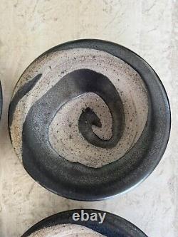 Vtg Dale Donovan Studio Pottery Plates Swirl Spiral Coil Modernist Abstract 4