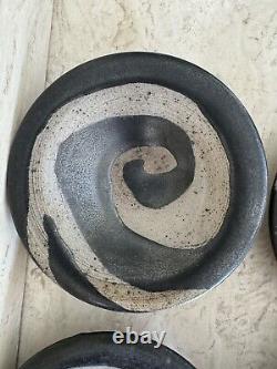 Vtg Dale Donovan Studio Pottery Plates Swirl Spiral Coil Modernist Abstract 4