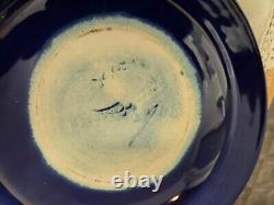 Vtg. Daniel Lasser studio art pottery galaxy blue large lidded bowl