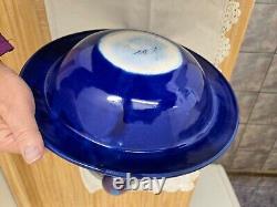 Vtg. Daniel Lasser studio art pottery galaxy blue large lidded bowl