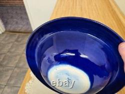 Vtg. Daniel Lasser studio art pottery galaxy blue large lidded bowl