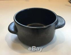 Vtg EUGENE DEUTCH Signed Studio Art Pottery MCM Black Offset Handle Bowl 1950