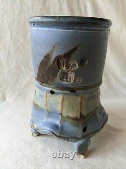 Vtg Elmer Taylor Studio Pottery Handmade Stoneware Footed Vase / Brush Pot