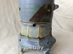 Vtg Elmer Taylor Studio Pottery Handmade Stoneware Footed Vase / Brush Pot