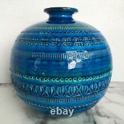 Vtg FLAVIA MONTELUPO (Bitossi) RIMINI BLUE pottery VASE vessel ALDO LONDI