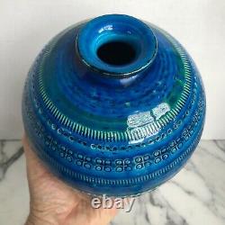 Vtg FLAVIA MONTELUPO (Bitossi) RIMINI BLUE pottery VASE vessel ALDO LONDI