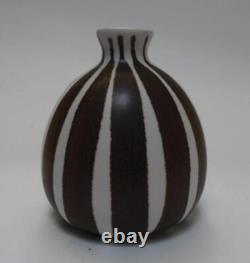 Vtg Frank Mann Vermont Midcentury Modern Studio Pottery Striped Weed Pot Vase