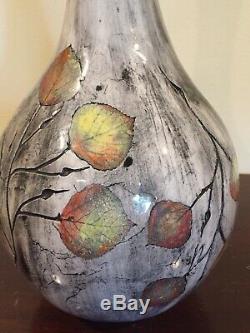 Vtg Fred Devlin Autumn Leaves Aspen Colorado Artisan Studio Ceramic Pottery HUGE