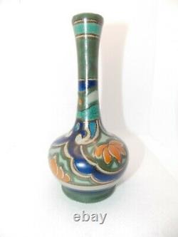 Vtg. Holland Gouda Colorful 6 Studio Art Pottery Bud Vase Green Blue PZH Zuid