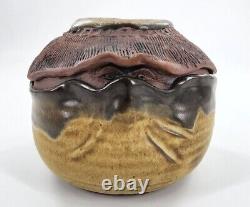 Vtg Jack Middour Studio Art Pottery Peeking Eyes Clamshell Vase Vessel Creepy