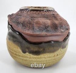 Vtg Jack Middour Studio Art Pottery Peeking Eyes Clamshell Vase Vessel Creepy