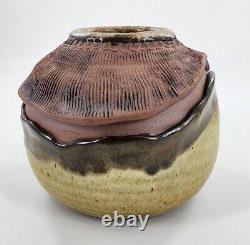 Vtg Jack Middour Studio Art Pottery Peeking Eyes Clamshell Vase Vessel Creepy