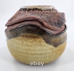 Vtg Jack Middour Studio Art Pottery Peeking Eyes Clamshell Vase Vessel Creepy