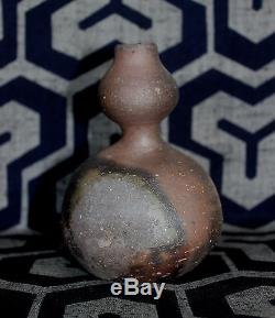 Vtg Japanese BIZEN studio pottery vase bottle ceramic tea ceremony Zen clay fire
