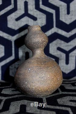 Vtg Japanese BIZEN studio pottery vase bottle ceramic tea ceremony Zen clay fire