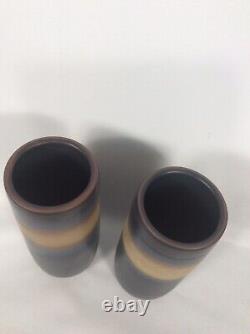 Vtg Japanese Modernist Mid Century Studio Art Pottery Vases