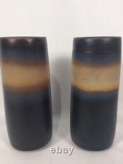 Vtg Japanese Modernist Mid Century Studio Art Pottery Vases