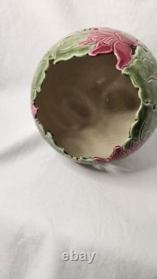 Vtg Kathy Smallwood Studio Art Pottery Vase with Floral Cutout Accents 1989