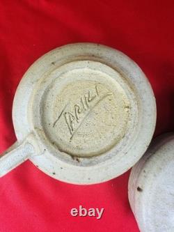 Vtg Large Eric O'Leary Tariki Studio Art Pottery MCM Mug Cup 2 Lot Stoneware