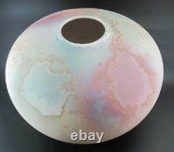 Vtg Large Tony Evans Bulbous Raku Ancient Sands Studio Art Pottery Vase