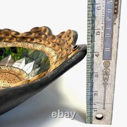 Vtg Lg Studio Art Pottery Giraffe Bowl Multi-media Clay/Tile/Wood/Mirror/Glass
