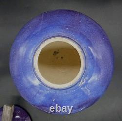 Vtg MARK HINES Studio RAKU Art Pottery XLG Lidded Vessel PURPLE! 11½x11½