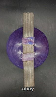 Vtg MARK HINES Studio RAKU Art Pottery XLG Lidded Vessel PURPLE! 11½x11½