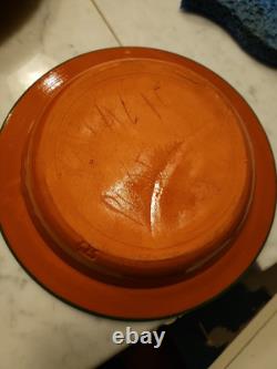 Vtg MCM ART STUDIO Set 6 Red Clay 8.5 Pottery Bowls Portugal Green Stripe