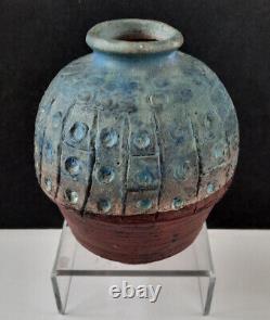 Vtg MCM Heavy Stoneware Studio Art Pottery Vessel By Eloise Harmon New York
