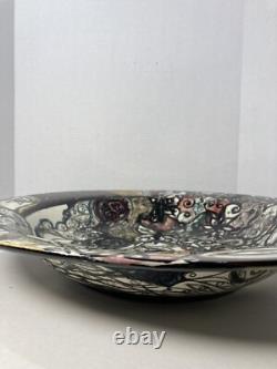 Vtg MCM Large 18.5 Finely Done Intricate Abstract Design Ceramic Bowl -Signed