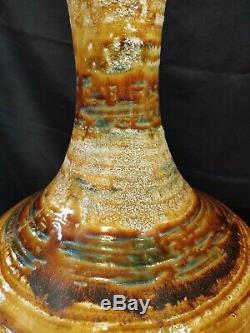 Vtg MCM Large 35 Studio Art Pottery Table Lamp Swirl Drip Lava Glaze Sparkle A+