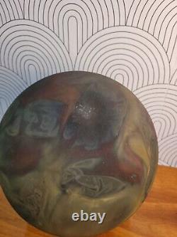 Vtg MCM Tony Evans Signed Raku Pottery Brutalist Sphere Planet GlobeLucite Base