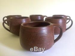 Vtg MID Century Organic Modernism Studio Pottery Stoneware Ceramic Mugs Set Of 6