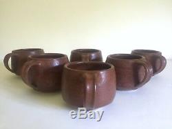 Vtg MID Century Organic Modernism Studio Pottery Stoneware Ceramic Mugs Set Of 6