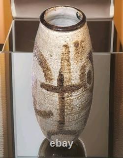 Vtg Mid-Century J. T. Abernathy Studio Art Pottery Stone Texture Vase Signed J. T Vtg Mid-Century J. T. Abernathy Studio Art Pottery Stone Texture Vase Signed J. T