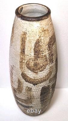 Vtg Mid-Century J. T. Abernathy Studio Art Pottery Stone Texture Vase Signed J. T