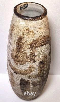 Vtg Mid-Century J. T. Abernathy Studio Art Pottery Stone Texture Vase Signed J. T