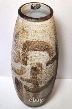 Vtg Mid-Century J. T. Abernathy Studio Art Pottery Stone Texture Vase Signed J. T