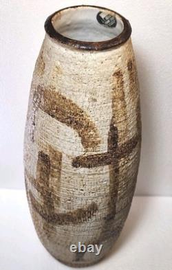 Vtg Mid-Century J. T. Abernathy Studio Art Pottery Stone Texture Vase Signed J. T