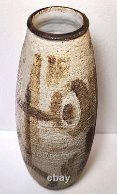 Vtg Mid-Century J. T. Abernathy Studio Art Pottery Stone Texture Vase Signed J. T