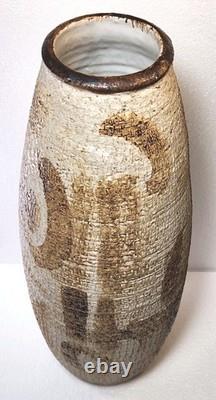 Vtg Mid-Century J. T. Abernathy Studio Art Pottery Stone Texture Vase Signed J. T