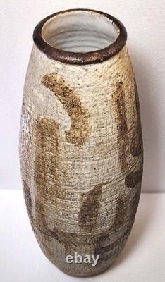 Vtg Mid-Century J. T. Abernathy Studio Art Pottery Stone Texture Vase Signed J. T