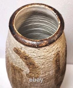 Vtg Mid-Century J. T. Abernathy Studio Art Pottery Stone Texture Vase Signed J. T