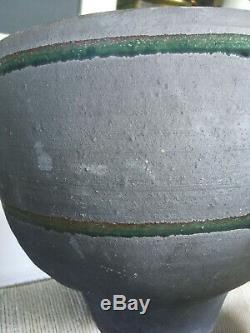 Vtg Mid Century Modern Large Ceramic Studio Raku Style Pottery Planter Signed