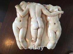 Vtg Mid Century Modern Plaster Nude Women Torso Figures Studio Pottery Wall Art