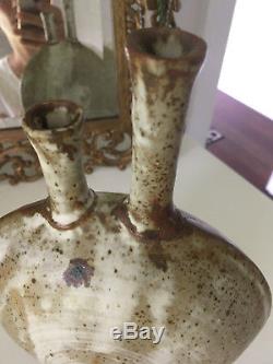 Vtg Mid Century Modern Stoneware Ceramic Studio Pottery Vase Vessel Sculpture