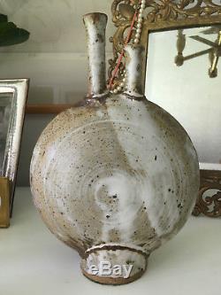 Vtg Mid Century Modern Stoneware Ceramic Studio Pottery Vase Vessel Sculpture